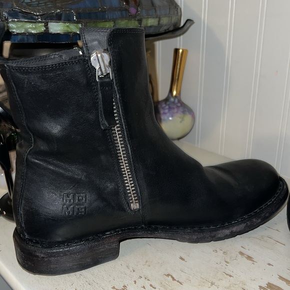 Moma double zip black leather ankle booties size 40 - Picture 5 of 10
